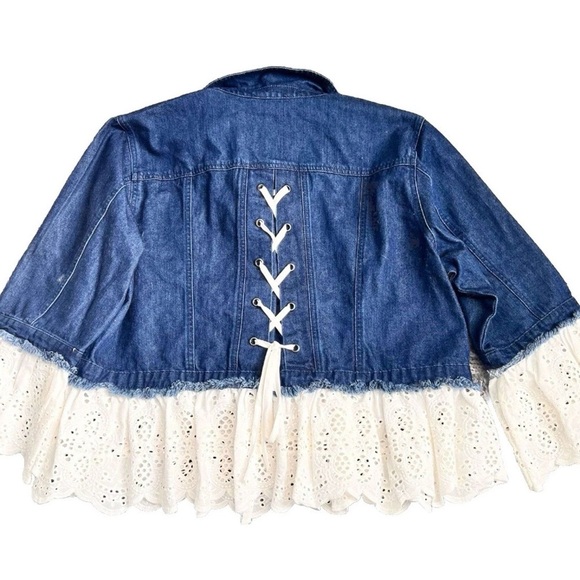 Lane Bryant Sz 18 Denim Eyelet Jacket  New With Tags - Picture 2 of 3